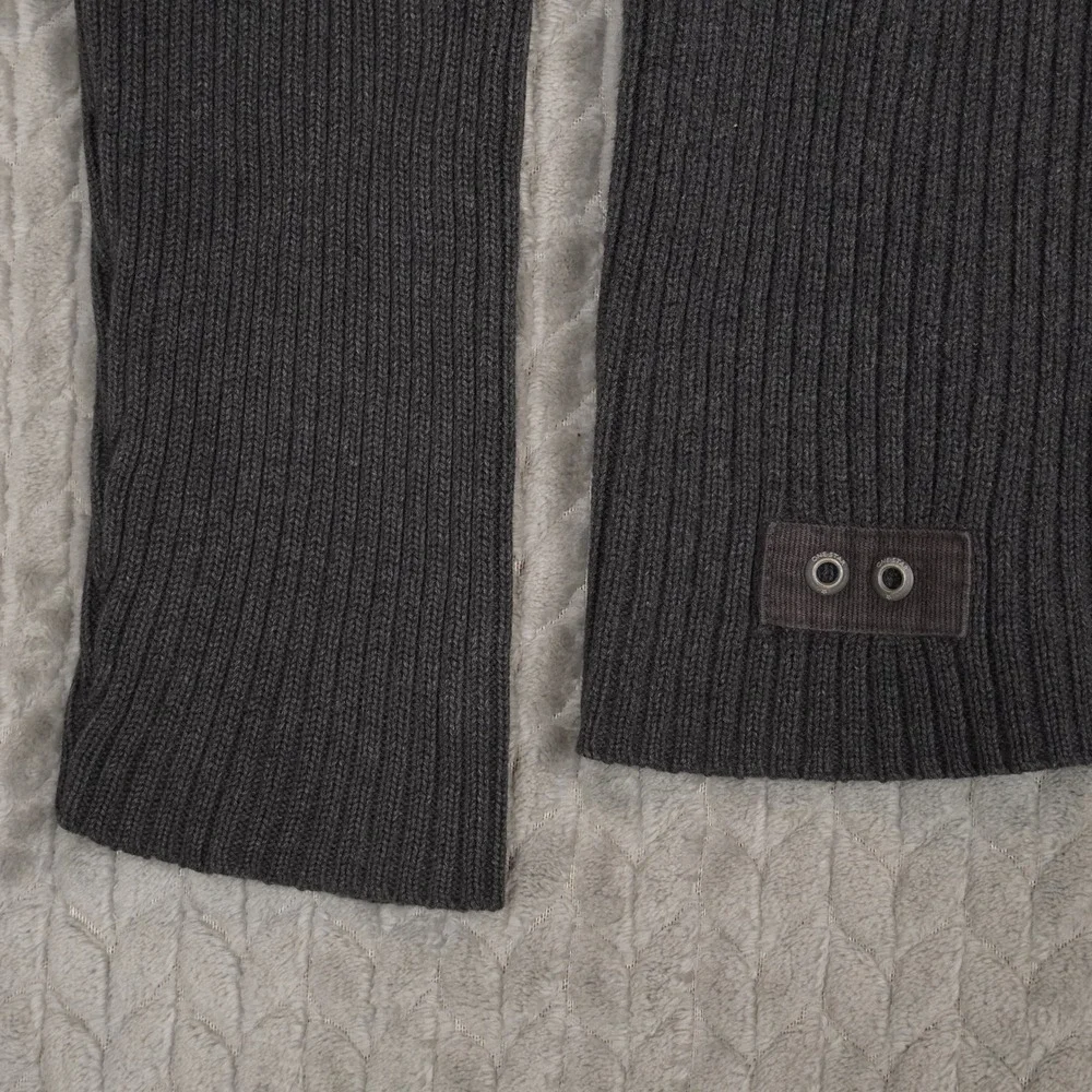 Converse One Star Sweater Mens M Grey Ribbed Quarter Zip Cotton Knit Pullover